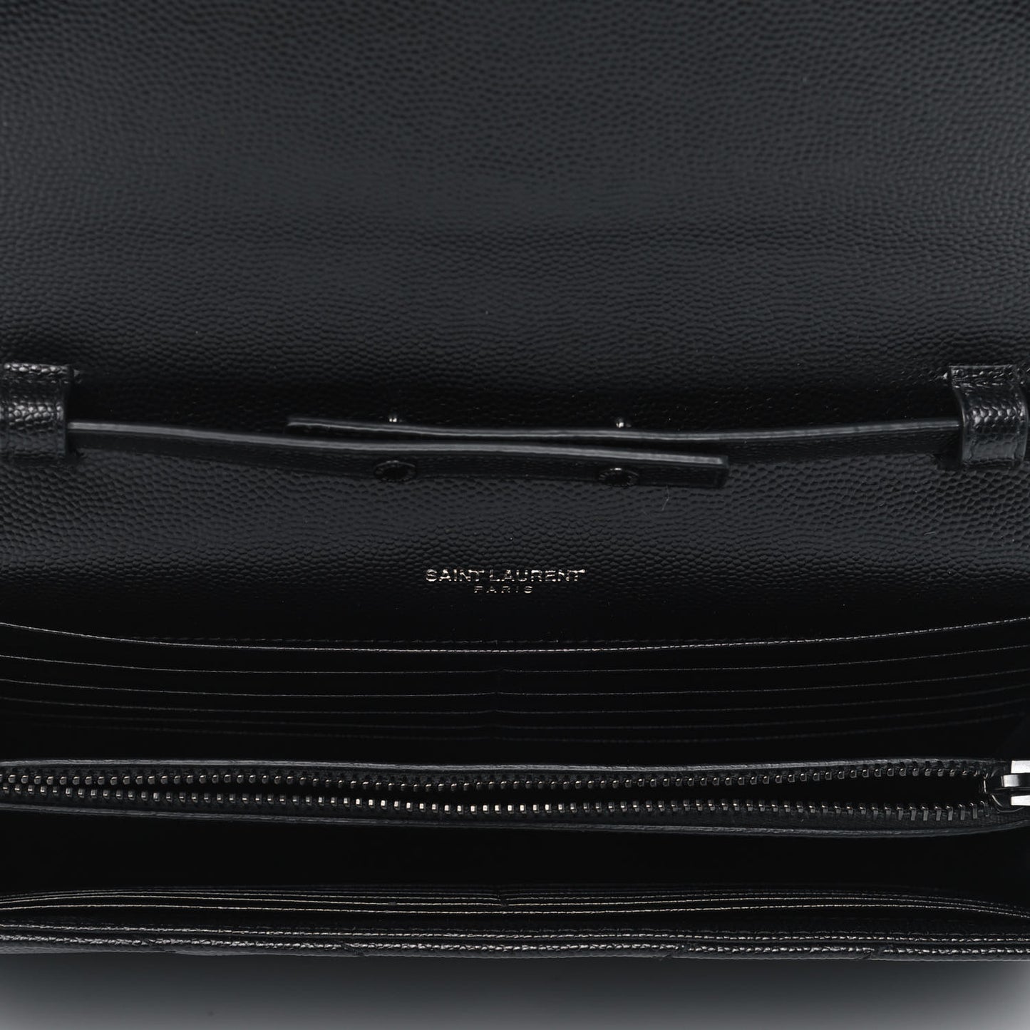 Grain De Poudre Matelasse Chevron Monogram Chain Wallet Black