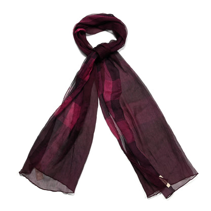 Burberry Silk Gauze Giant Check Scarf Claret 1 of 4