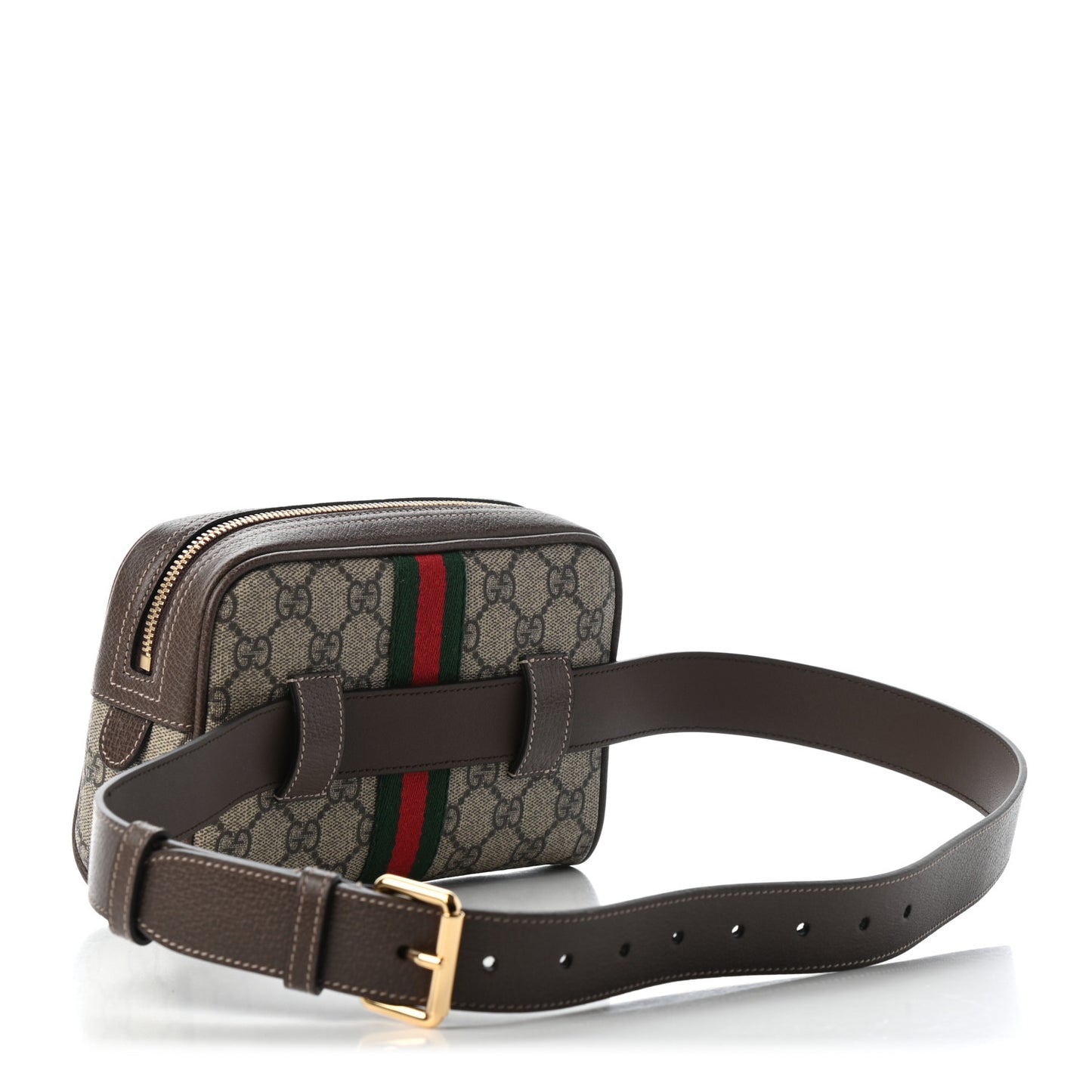 GG Supreme Monogram Web Small Ophidia Belt Bag 85 34 Dark Brown