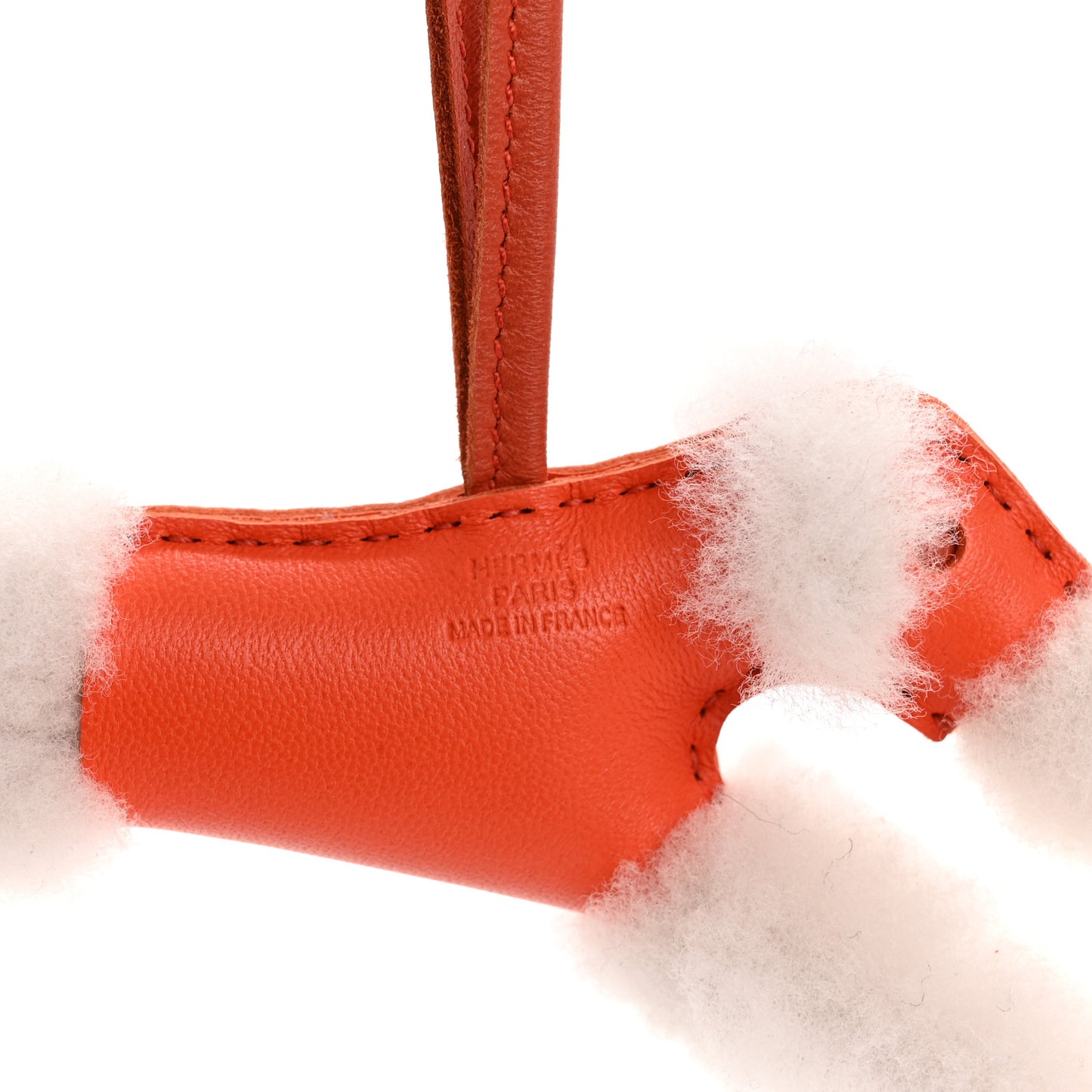 Milo Lambskin Shearling Budy Charm Orange Poppy