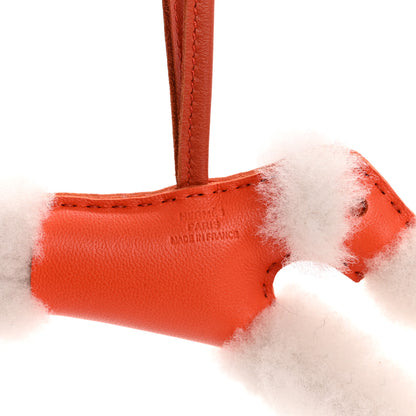 Hermes Milo Lambskin Shearling Budy Charm Orange Poppy 3 of 4