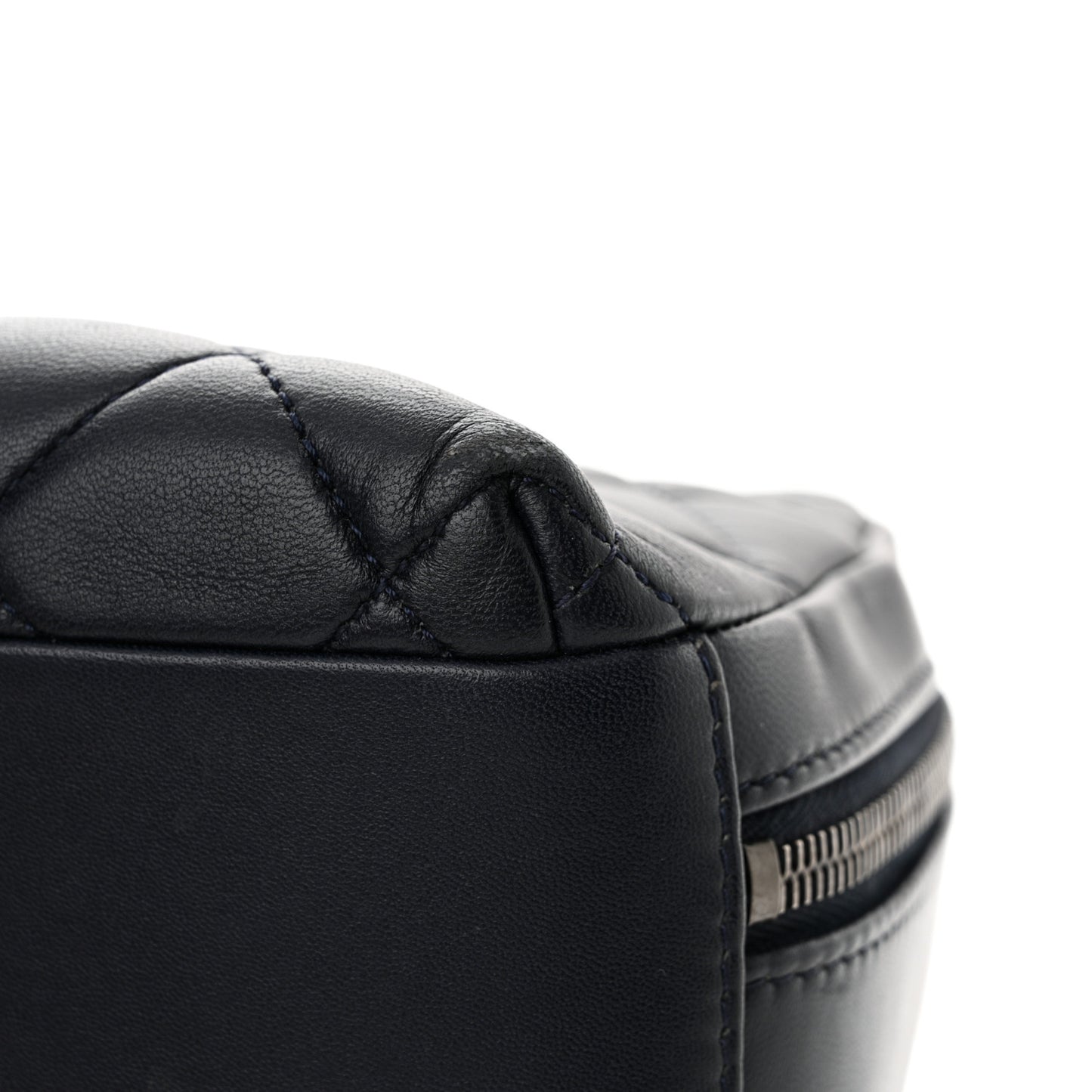 Lambskin Quilted Medium Trendy CC Bowling Bag Navy