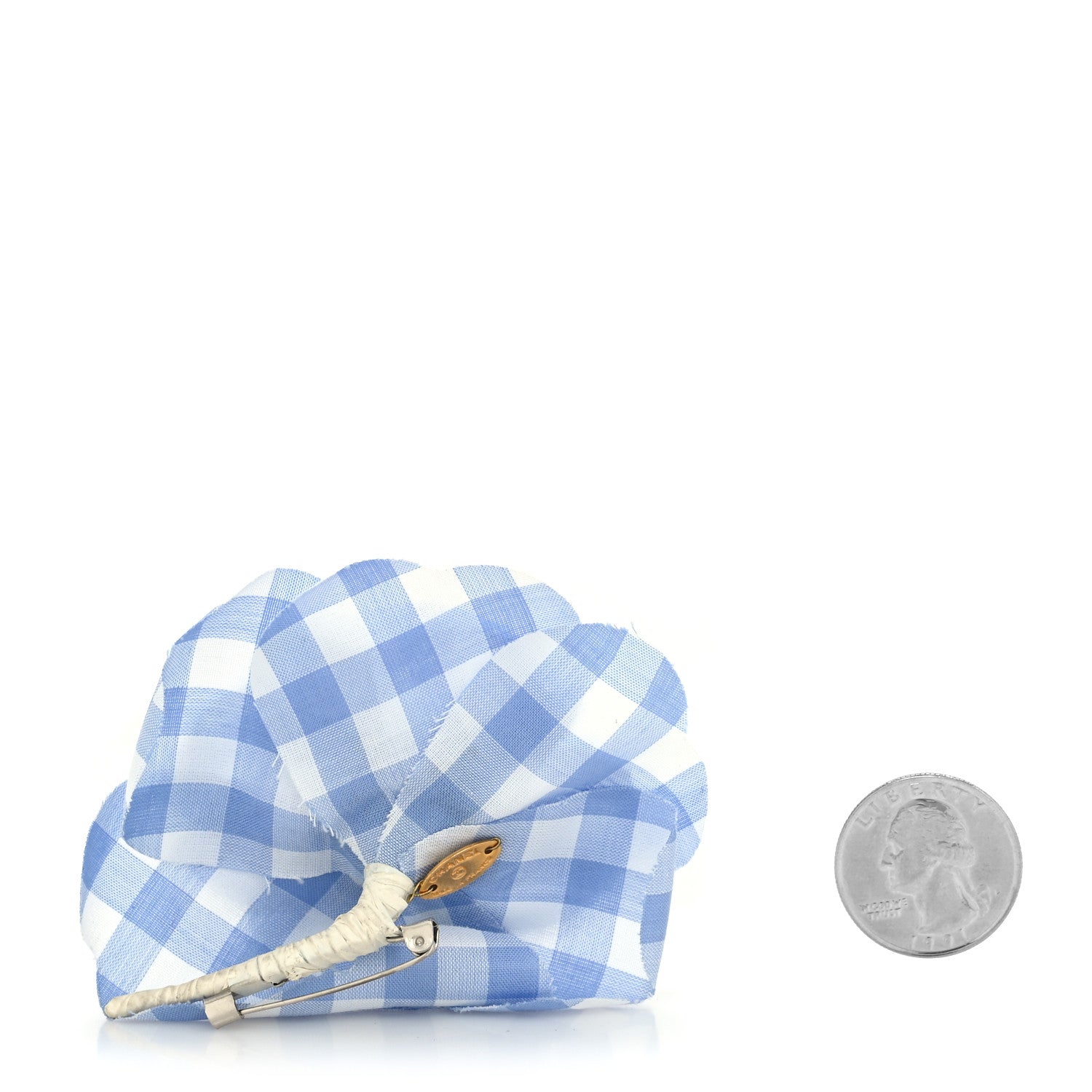 Chanel Fabric Camellia Brooch Blue White 2 of 3