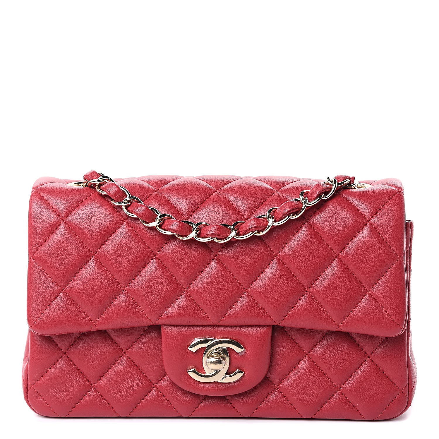 Chanel Lambskin Quilted Mini Rectangular Flap Red 1 of 11