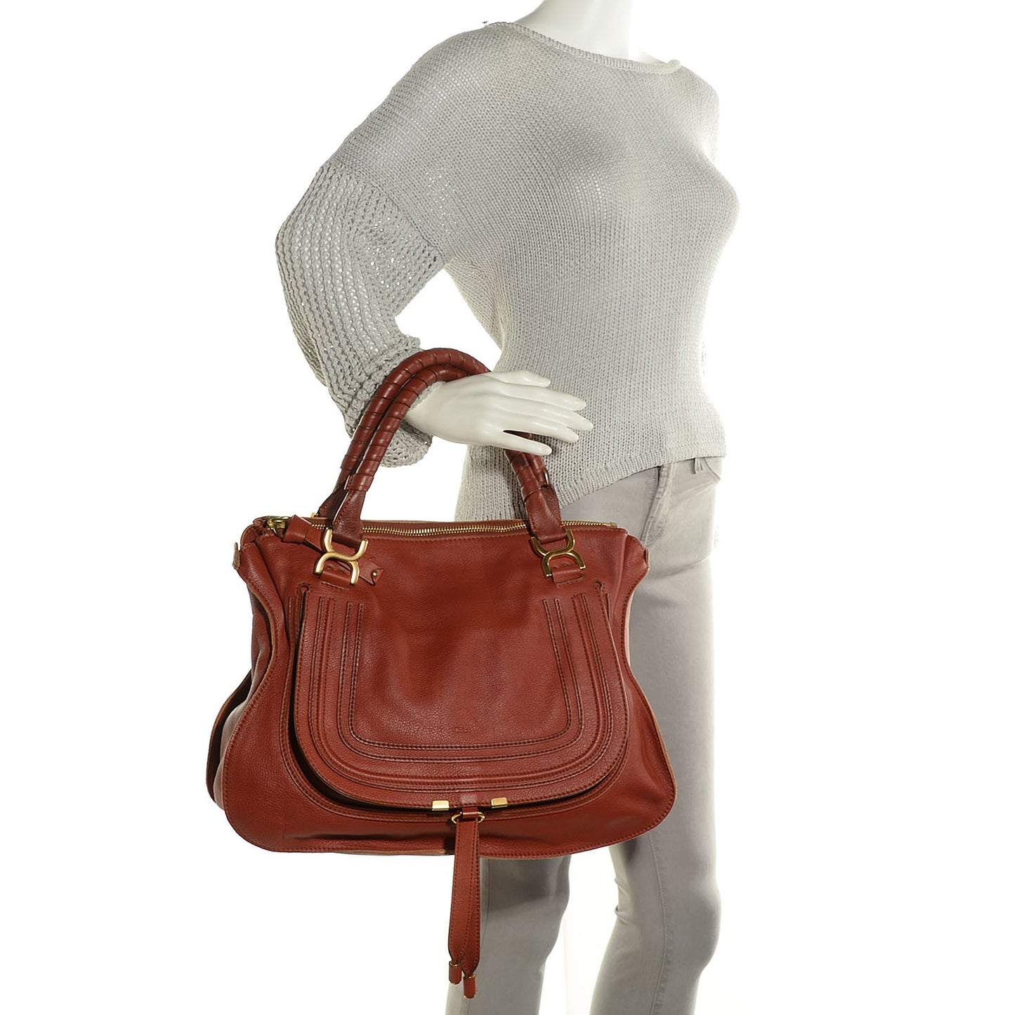 Calfskin Large Marcie Satchel Red