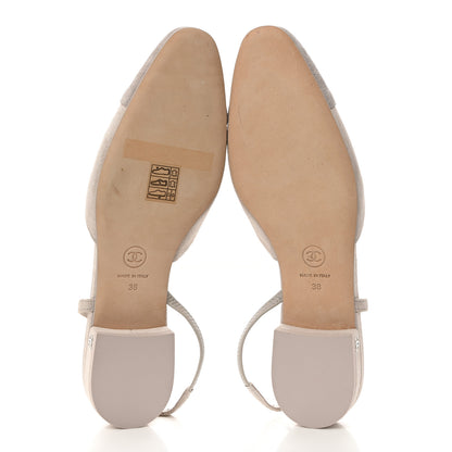 Chanel Suede Cap Toe CC Coco Slingback Pumps 38 Light Grey 5 of 9