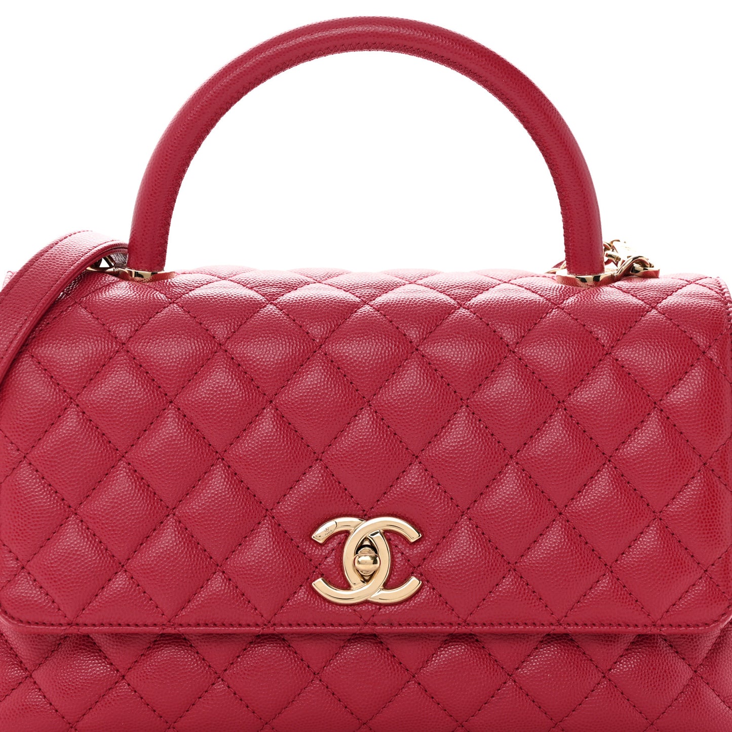 Caviar Quilted Small Coco Handle Flap Dark Pink