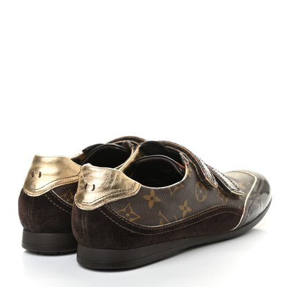 Louis Vuitton Monogram Suede Patent Speeding Velcro Sneakers 39 4 of 10