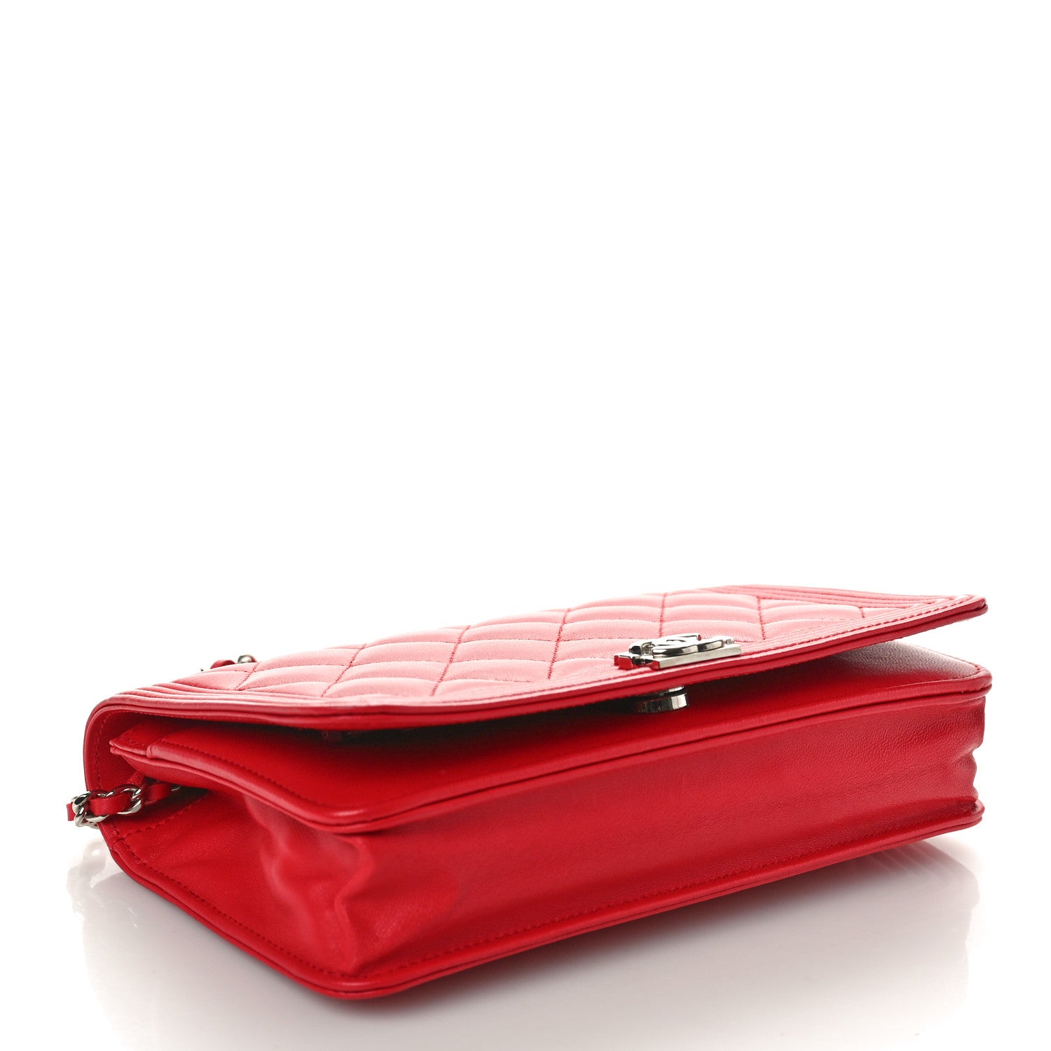 Chanel Lambskin Quilted Boy Wallet On Chain WOC Red 4 of 11