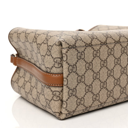 Gucci GG Supreme Monogram Emblem Small Tote Bag Beige Dark Brown 7 of 10