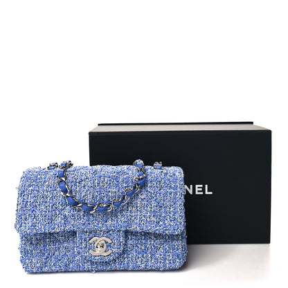 Chanel Tweed Quilted Mini Rectangular Flap Blue White 12 of 12