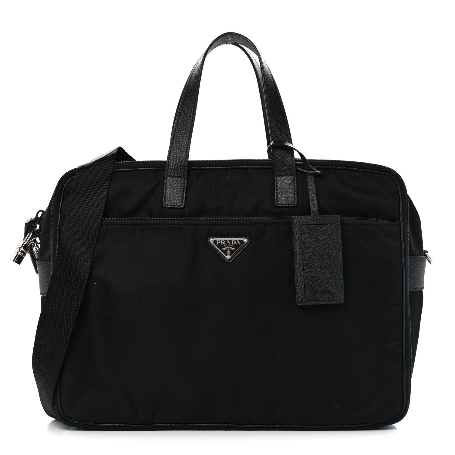 Prada Tessuto Nylon Saffiano Briefcase Black 1 of 14