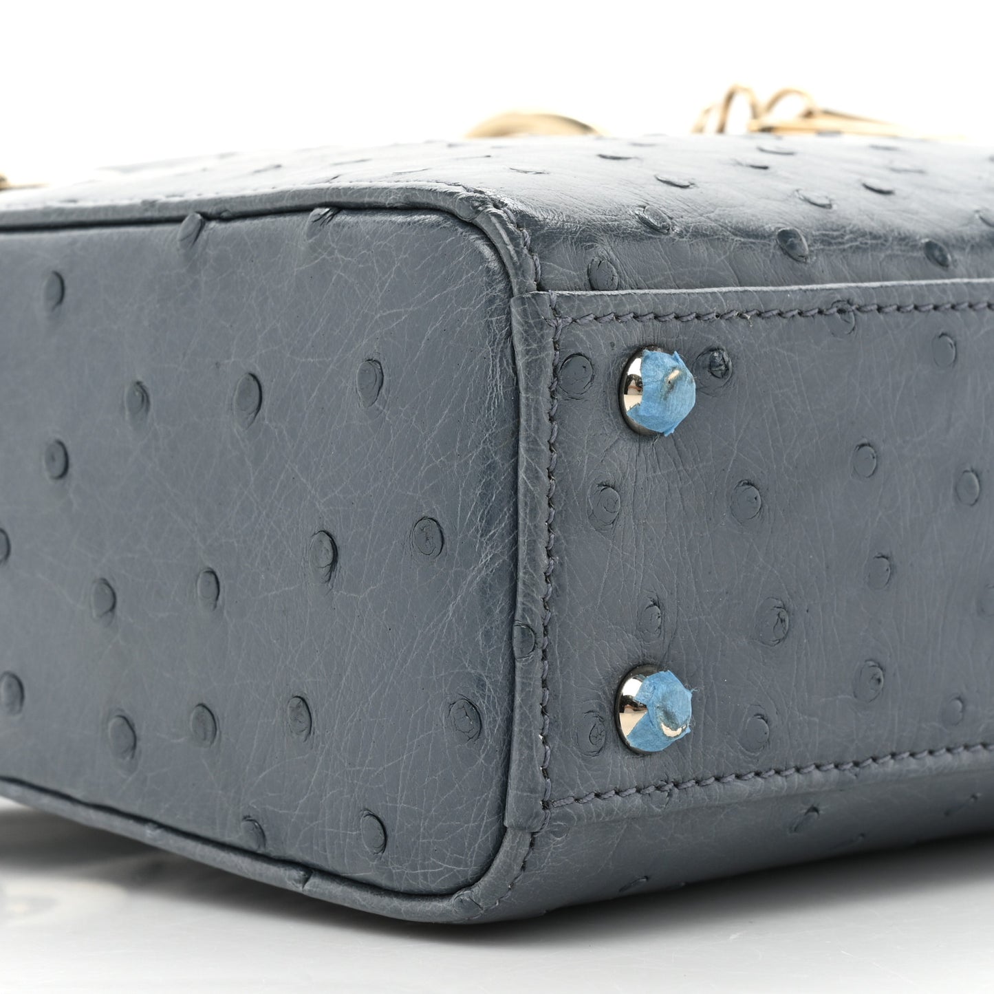 Ostrich Mini Lady Dior Dark Grey