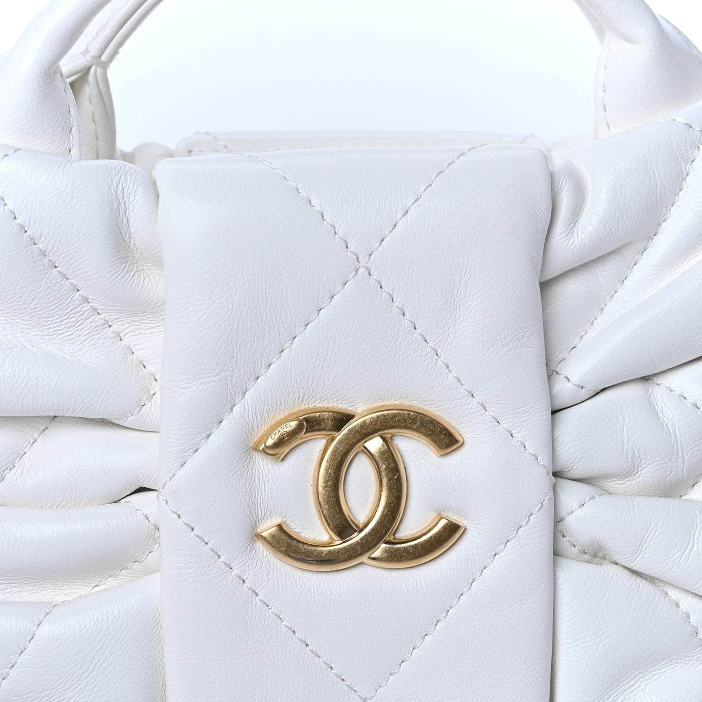 Lambskin Quilted Mini Bow Bag  White