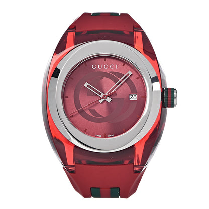 Gucci Stainless Steel Rubber 46mm Sync Web Quartz Watch Red 1 of 8