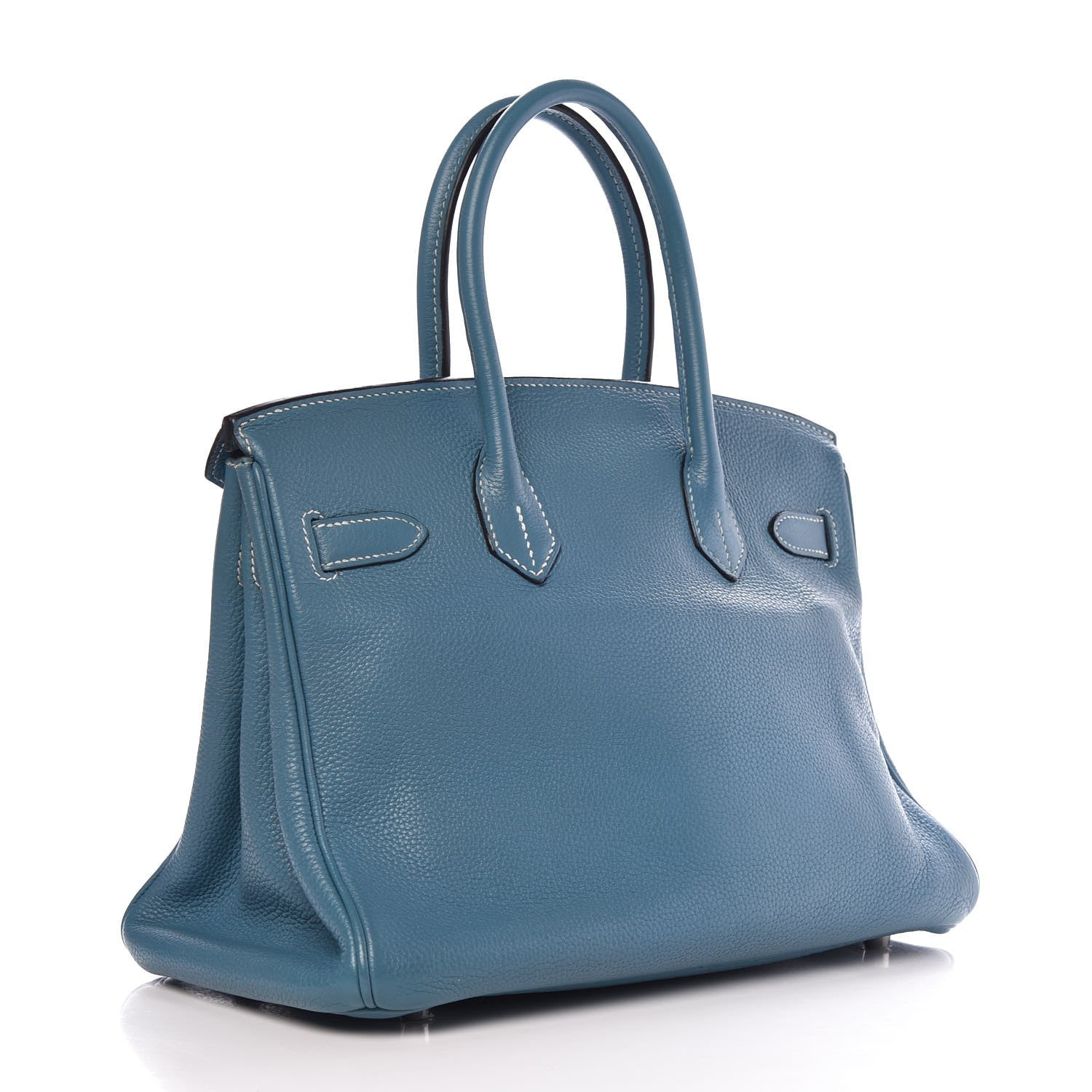 Hermes Taurillon Clemence Birkin 30 Blue Jean 3 of 8
