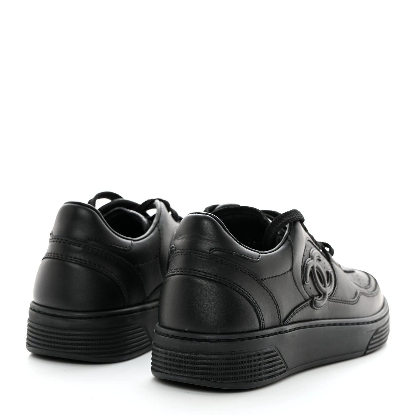 Calfskin CC Womens Sneakers 35 Black