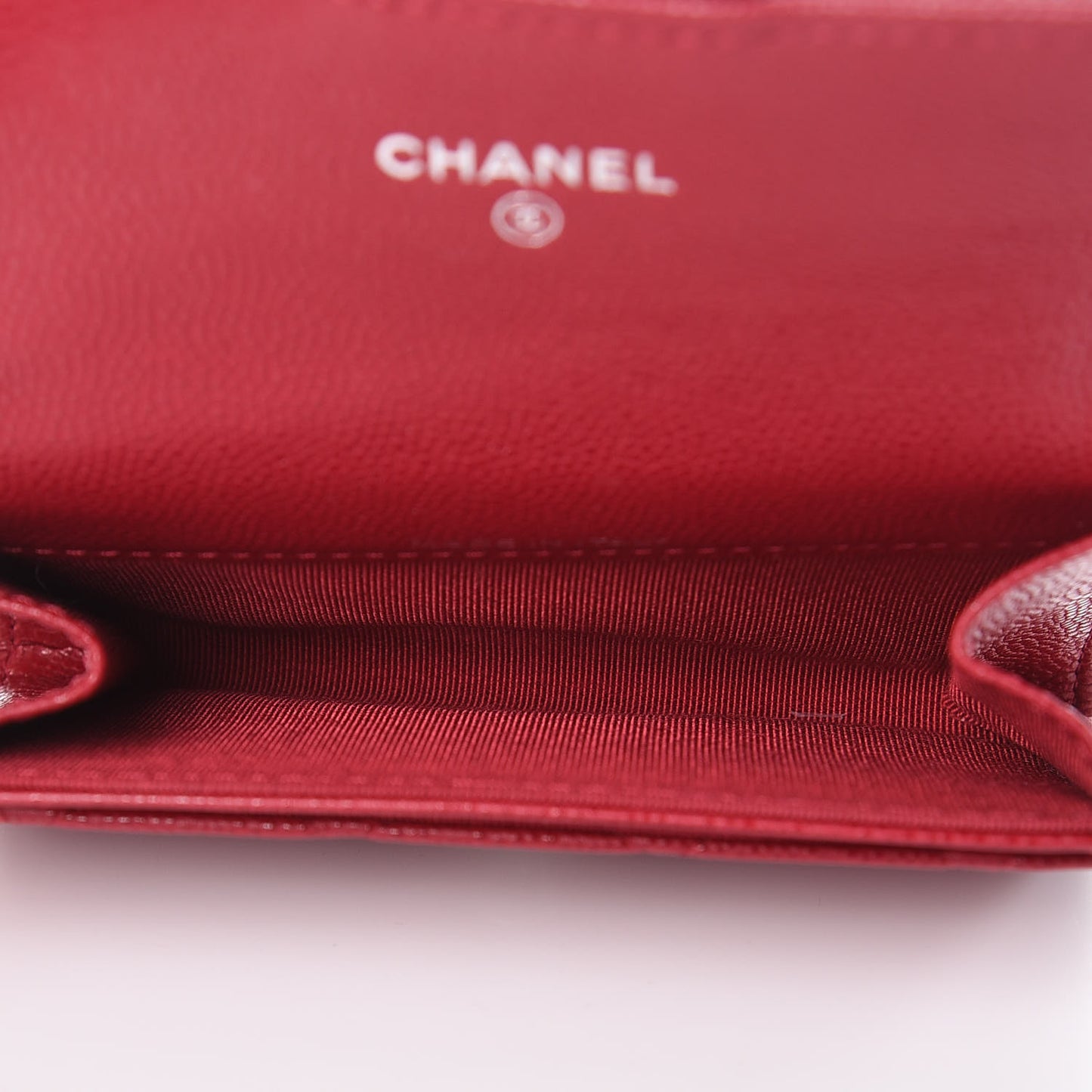 Caviar Quilted Flap Card Holder Pink