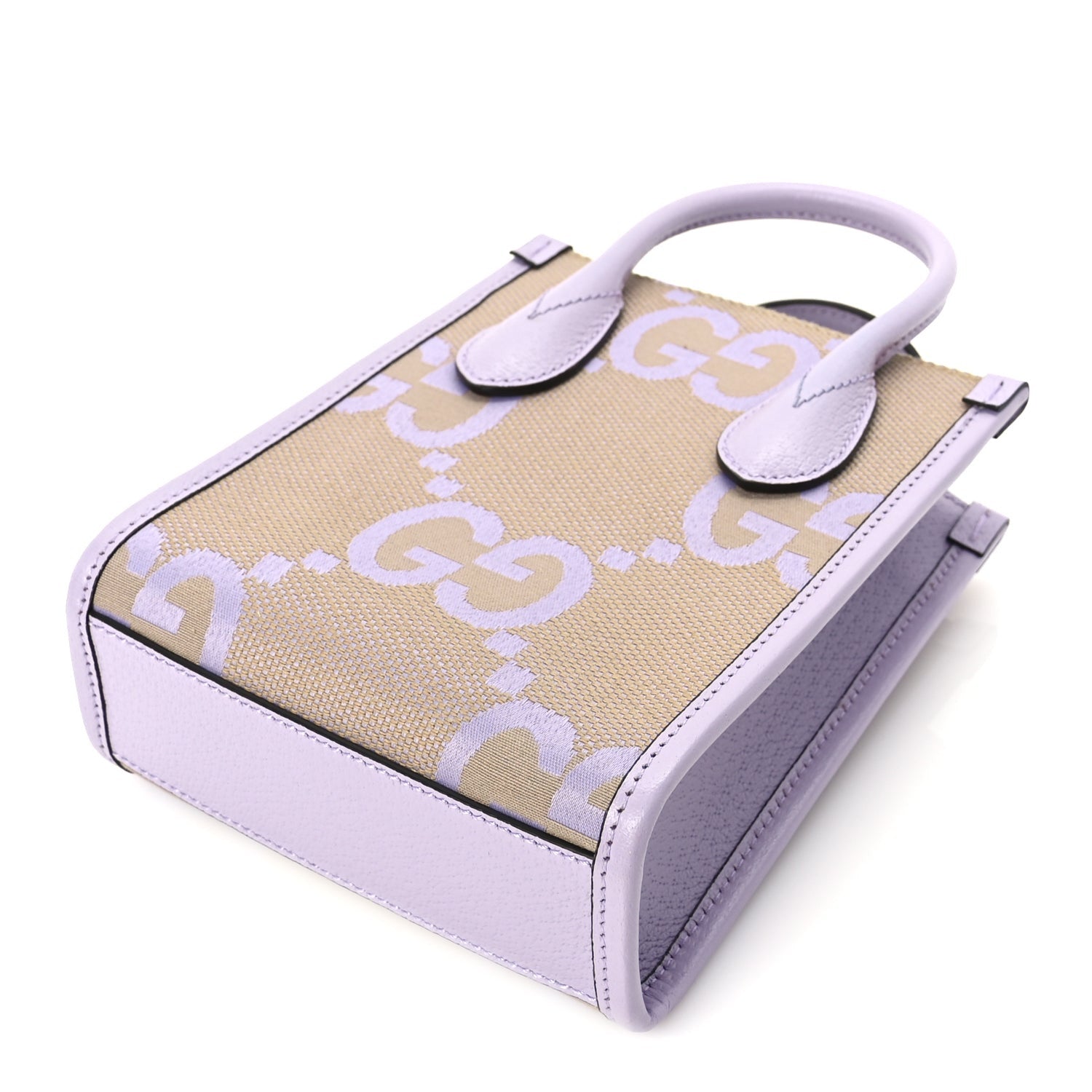 Gucci Monogram Jumbo GG Textured Dollar Calfskin Mini Tote Bag  Beige Lapis 8 of 8