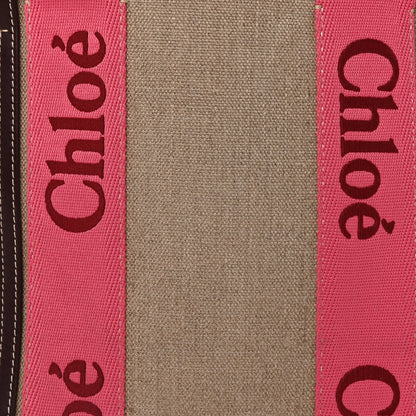 Chloe Linen Calfskin Medium Woody Ribbon Tote Pink 6 of 8