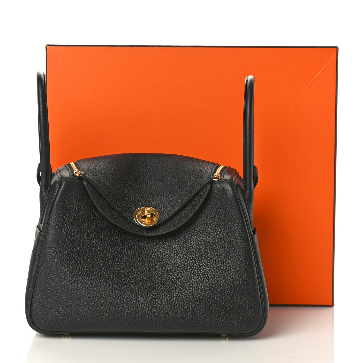 Hermes Taurillon Clemence Lindy 26 Black 11 of 11