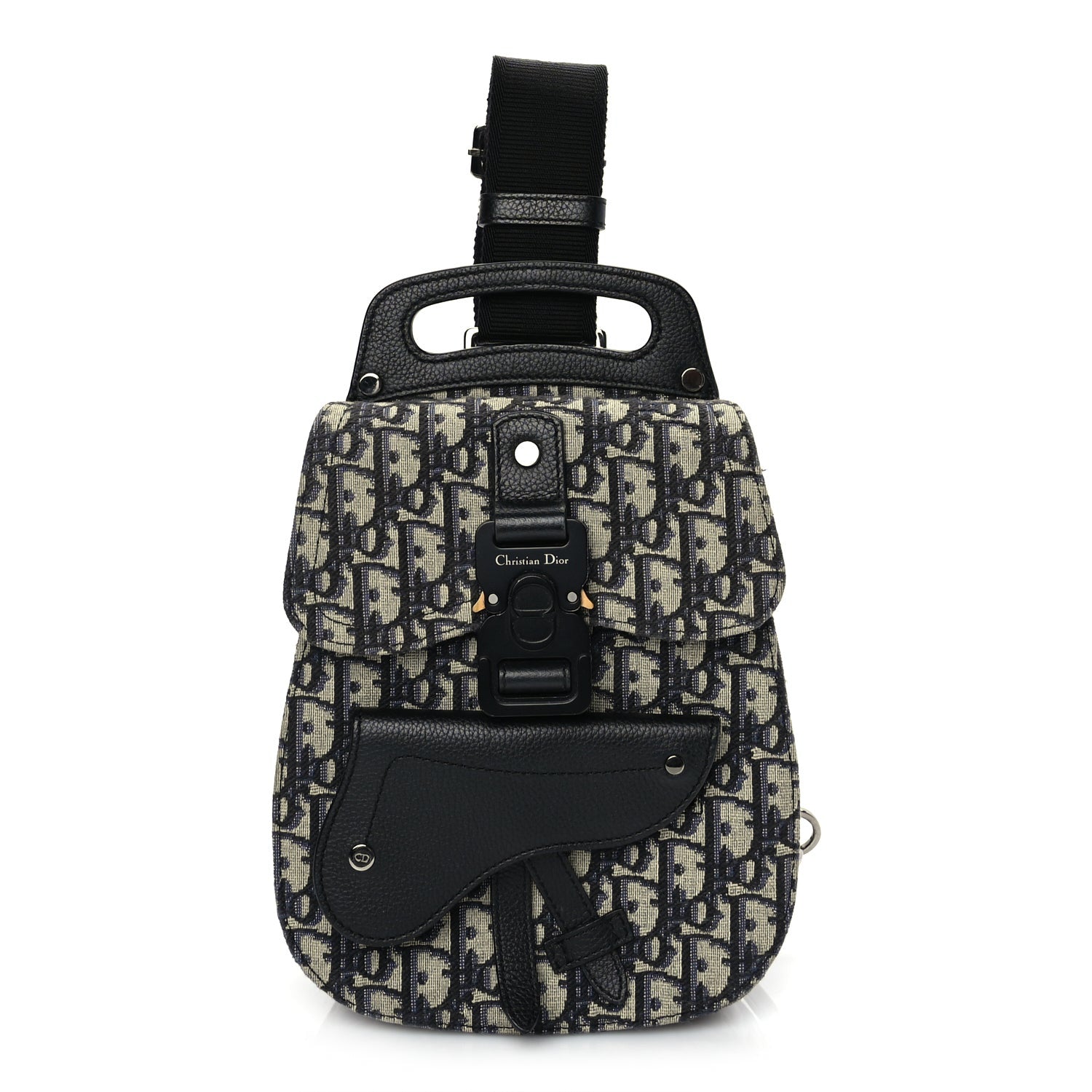Christian Dior Grained Calfskin Oblique Mini Gallop Sling Bag Blue Black 1 of 8