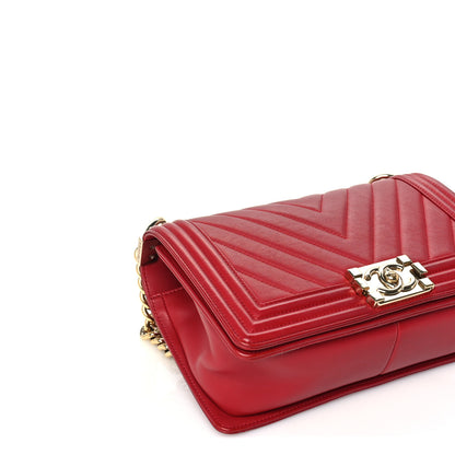 Chanel Lambskin Chevron Quilted Medium Boy Flap Red 8 of 9