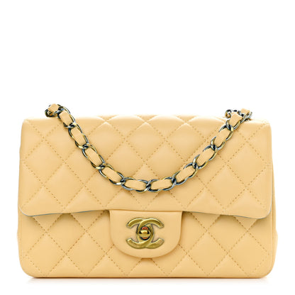 Chanel Lambskin Quilted Mini Rectangular Flap Yellow Blue 1 of 11