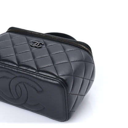 Chanel Lambskin Quilted Small Top Handle Vanity Case With Chain So Black 10 of 10