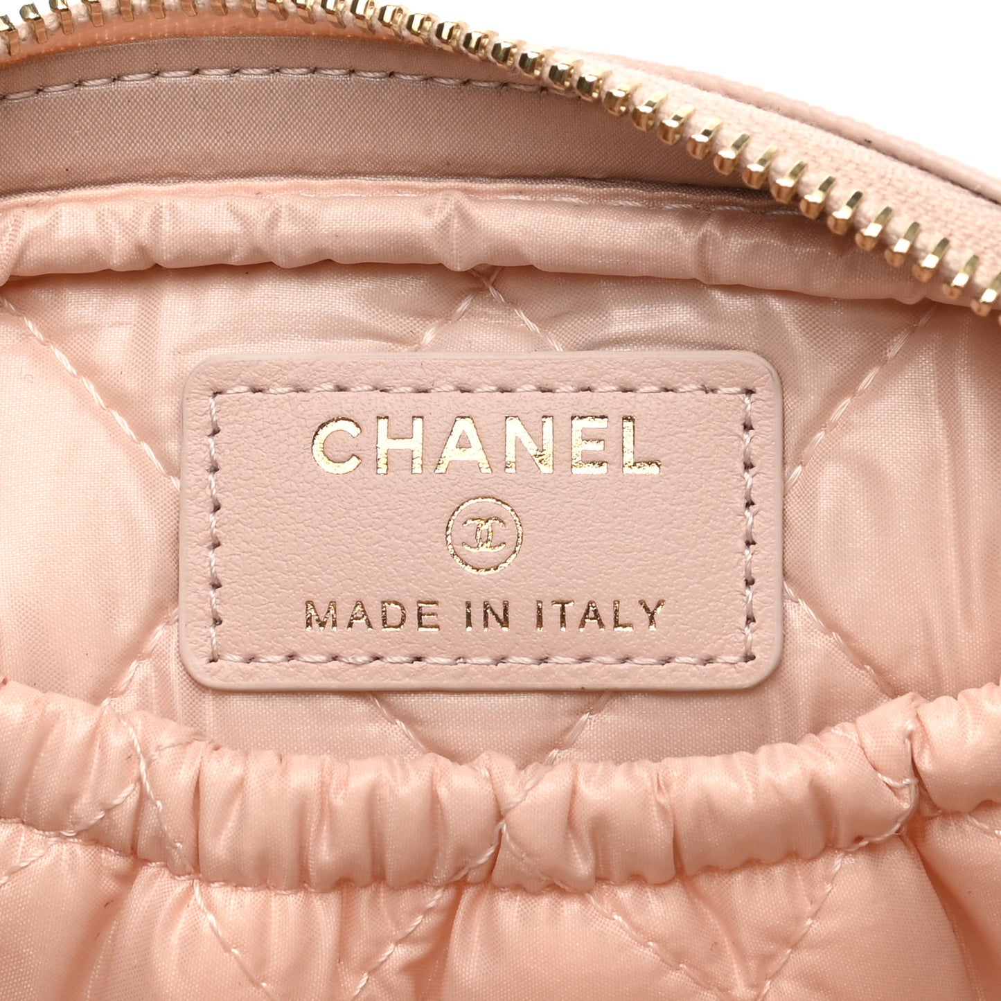 Caviar Quilted Small Curvy Pouch Cosmetic Case Light Pink