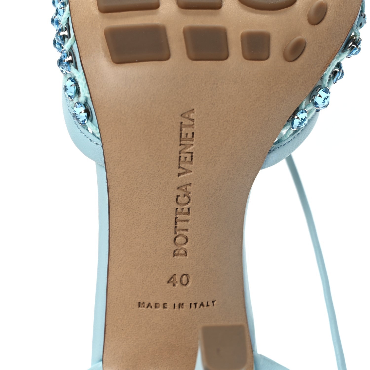 Bottega Veneta Mesh Nappa Crystal Embellished Sparkle Stretch Ankle Tie 90mm Sandals 40 Pale Blue 7 of 9