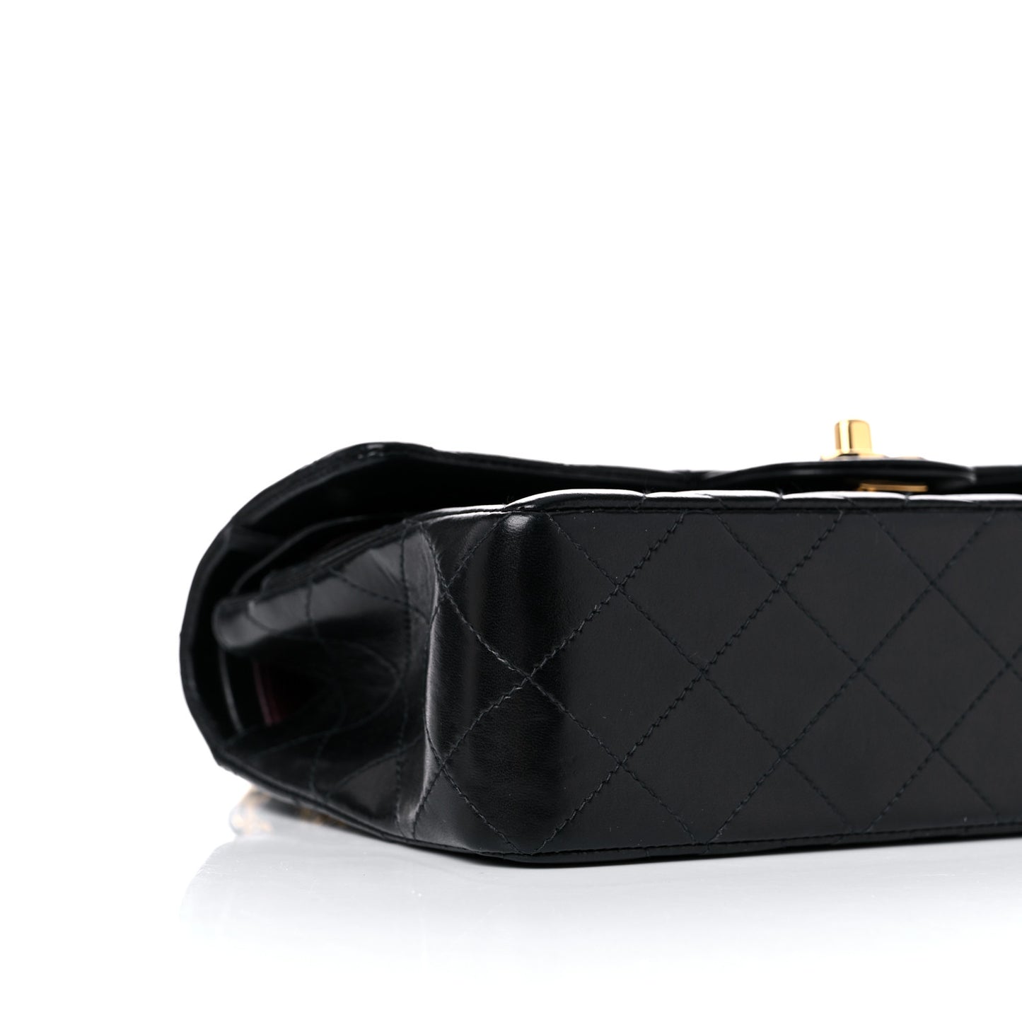 Lambskin Quilted Medium Double Flap Black