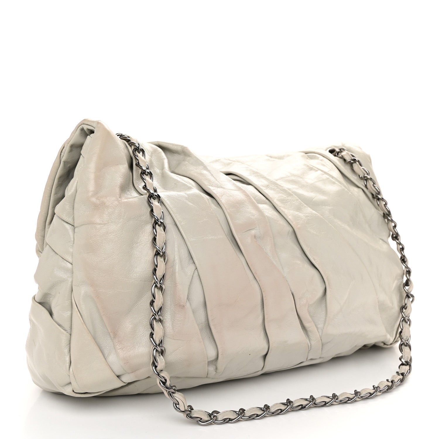 Chanel Glazed Calfskin Twisted Maxi Flap Light Grey 3 of 12