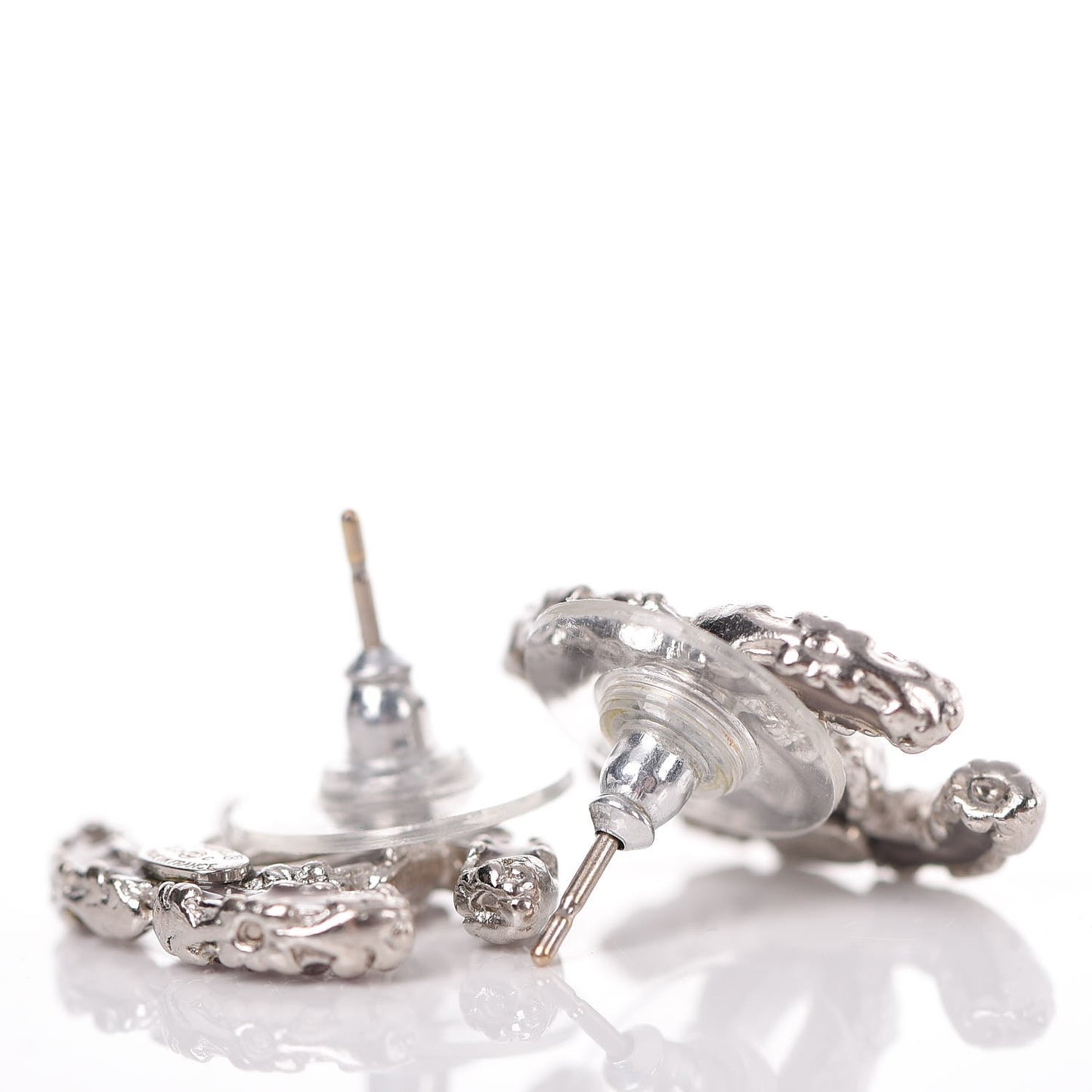 Crystal Enamel CC Earrings Silver Pink