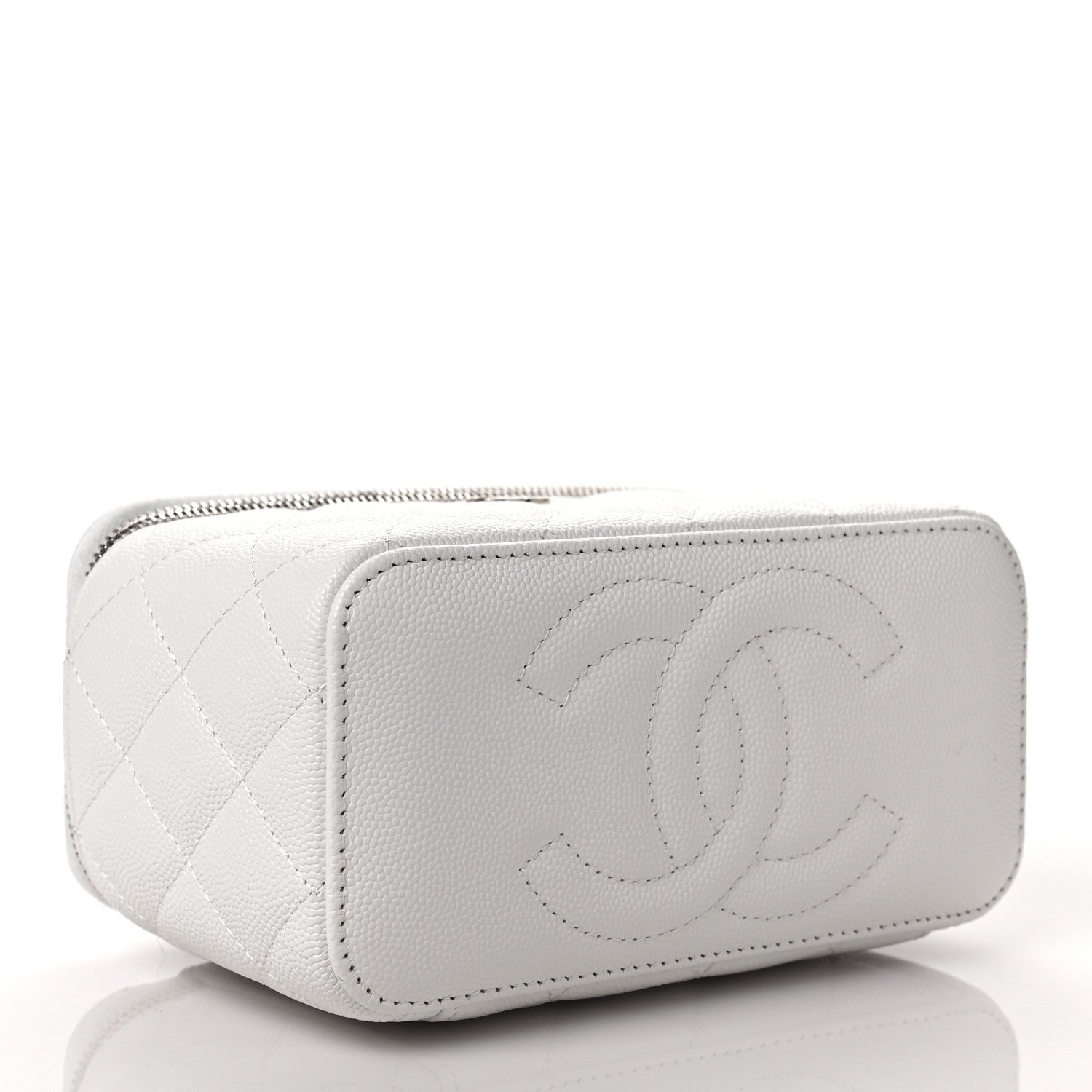 Chanel Caviar Quilted Small Vanity Case With Chain White 5 of 11
