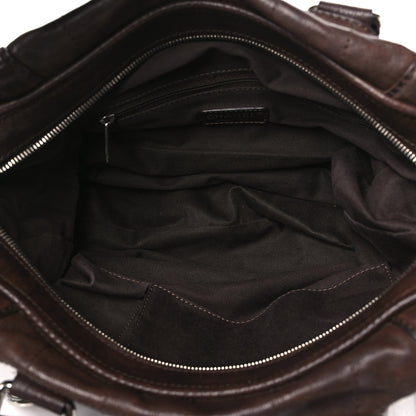 Chanel Calfskin Stitched Outdoor Ligne Bowler Brown 5 of 12