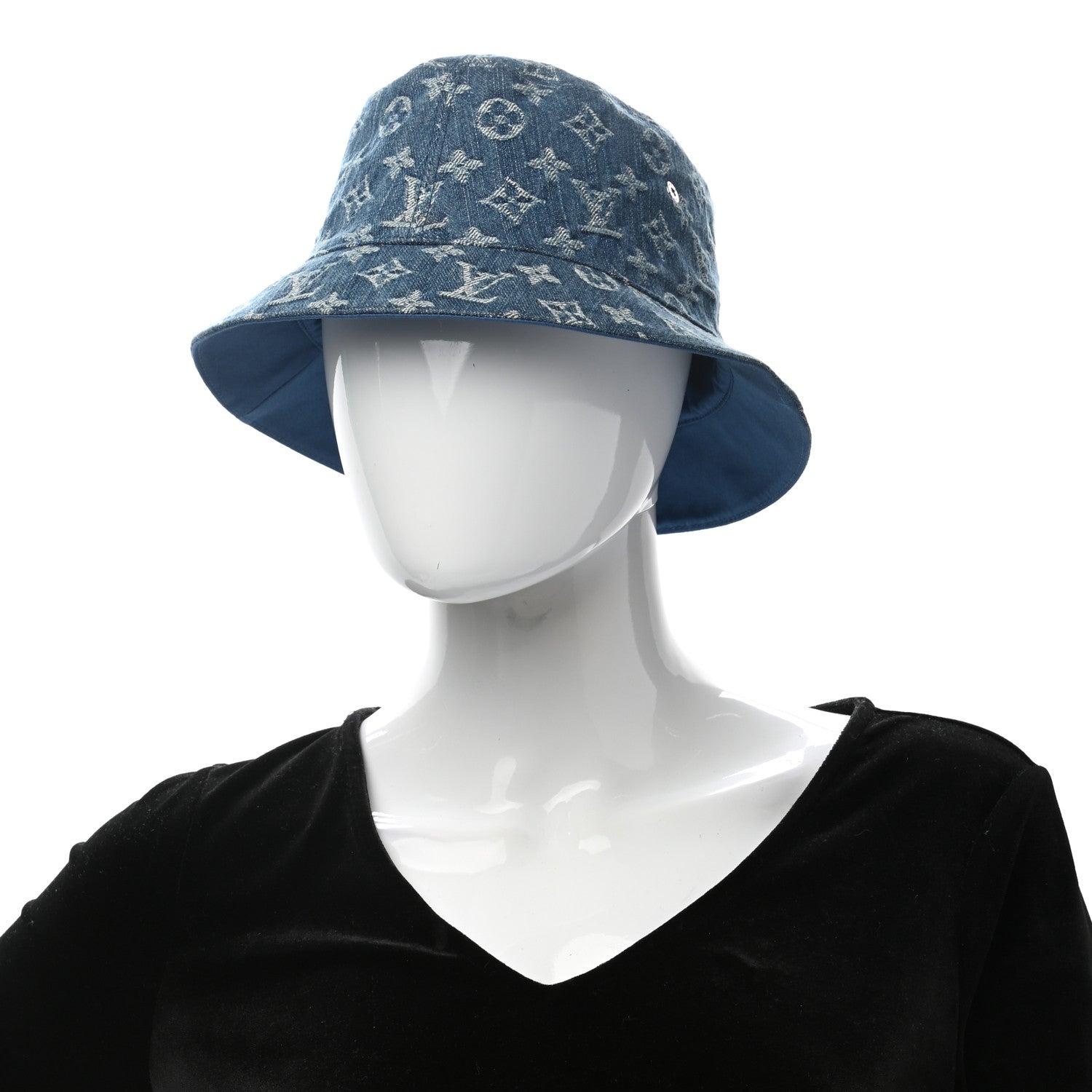 Louis Vuitton Monogram Denim Transformable Bob Bucket Hat 58 Blue 2 of 15