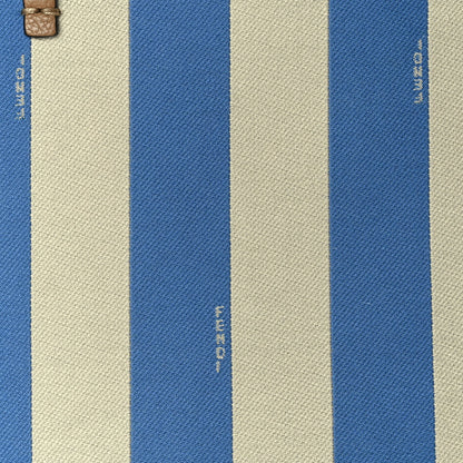 Fendi Pequin Stripe FF Large Roll Tote  Cerulean Blue Sand Beige 7 of 9
