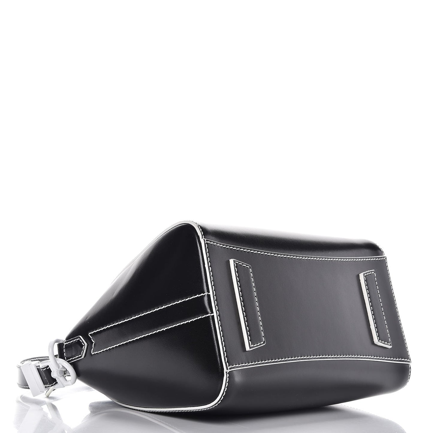 Calfskin Contrast Topstitch Small Antigona Black White
