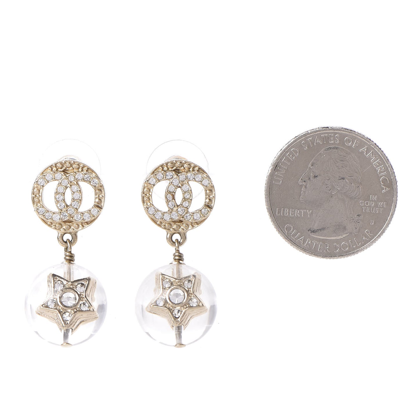 Resin Crystal CC Star Earrings Gold