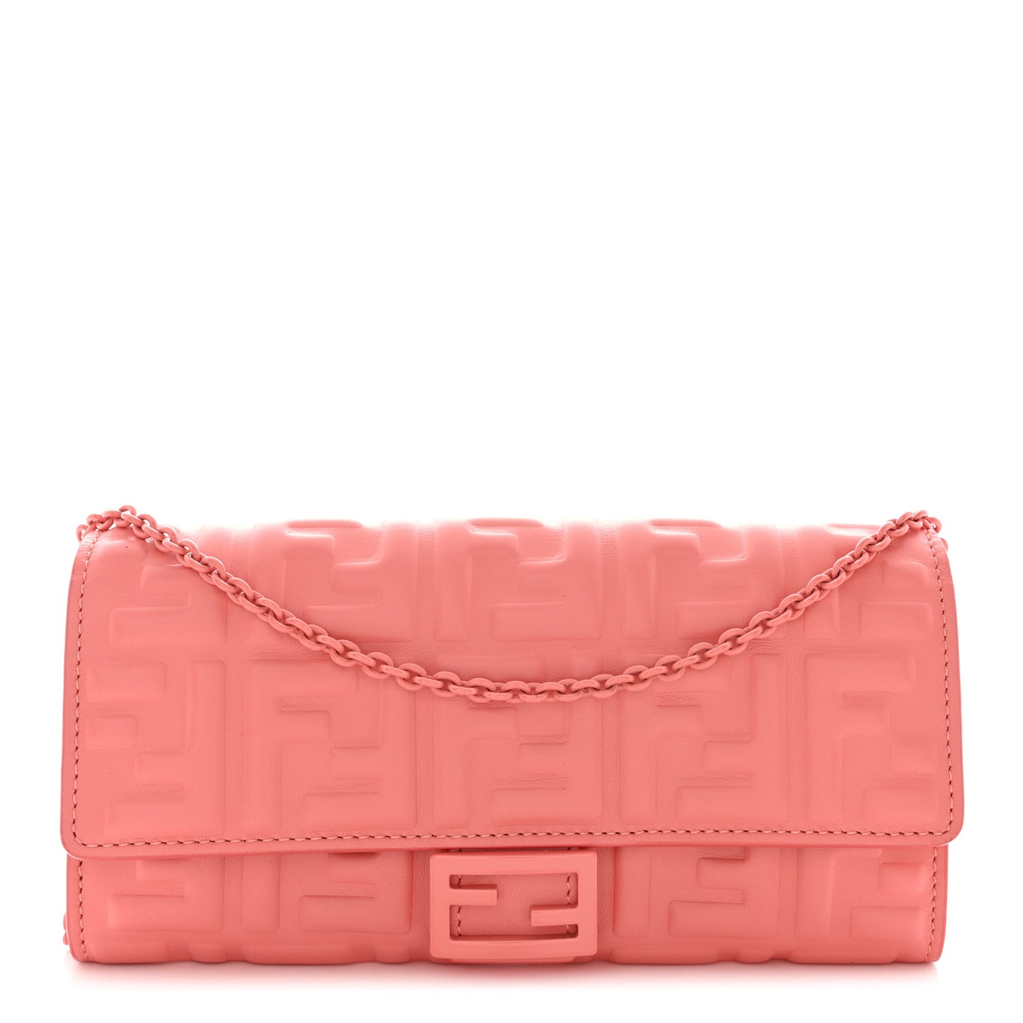 Nappa FF Embossed Continental Wallet On Chain Pink