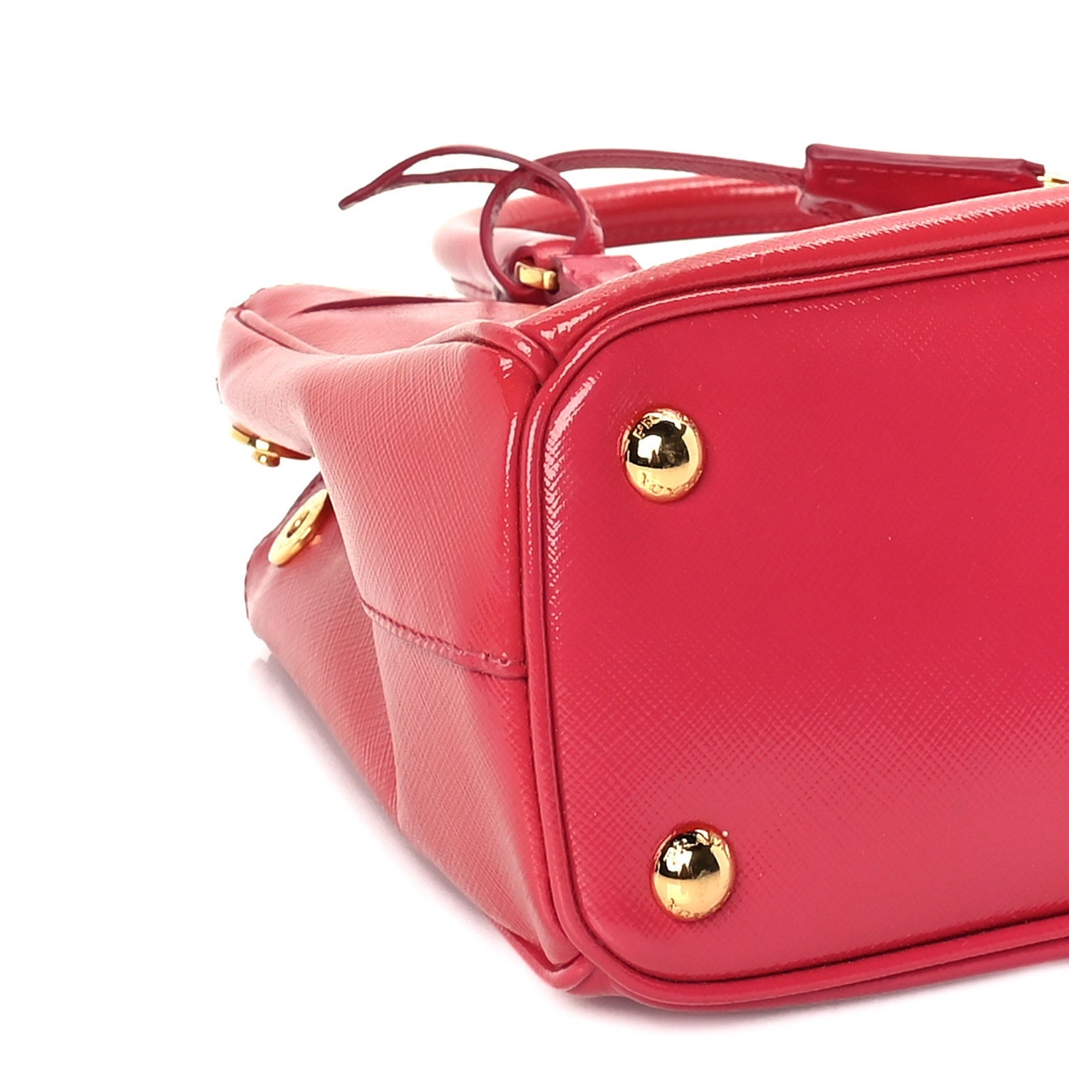 Prada Saffiano Vernice Mini Galleria Double Zip Tote Peonia 7 of 8
