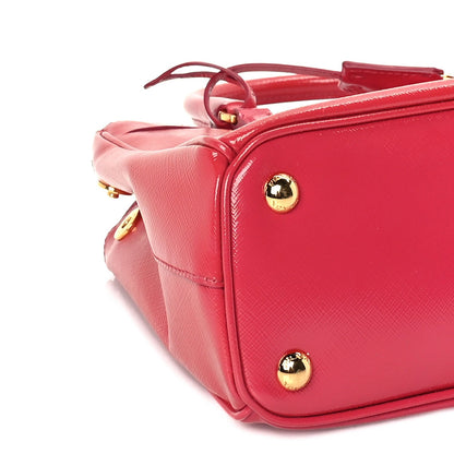 Prada Saffiano Vernice Mini Galleria Double Zip Tote Peonia 7 of 8