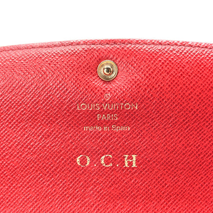 Louis Vuitton Damier Ebene Emilie Wallet Red 6 of 7