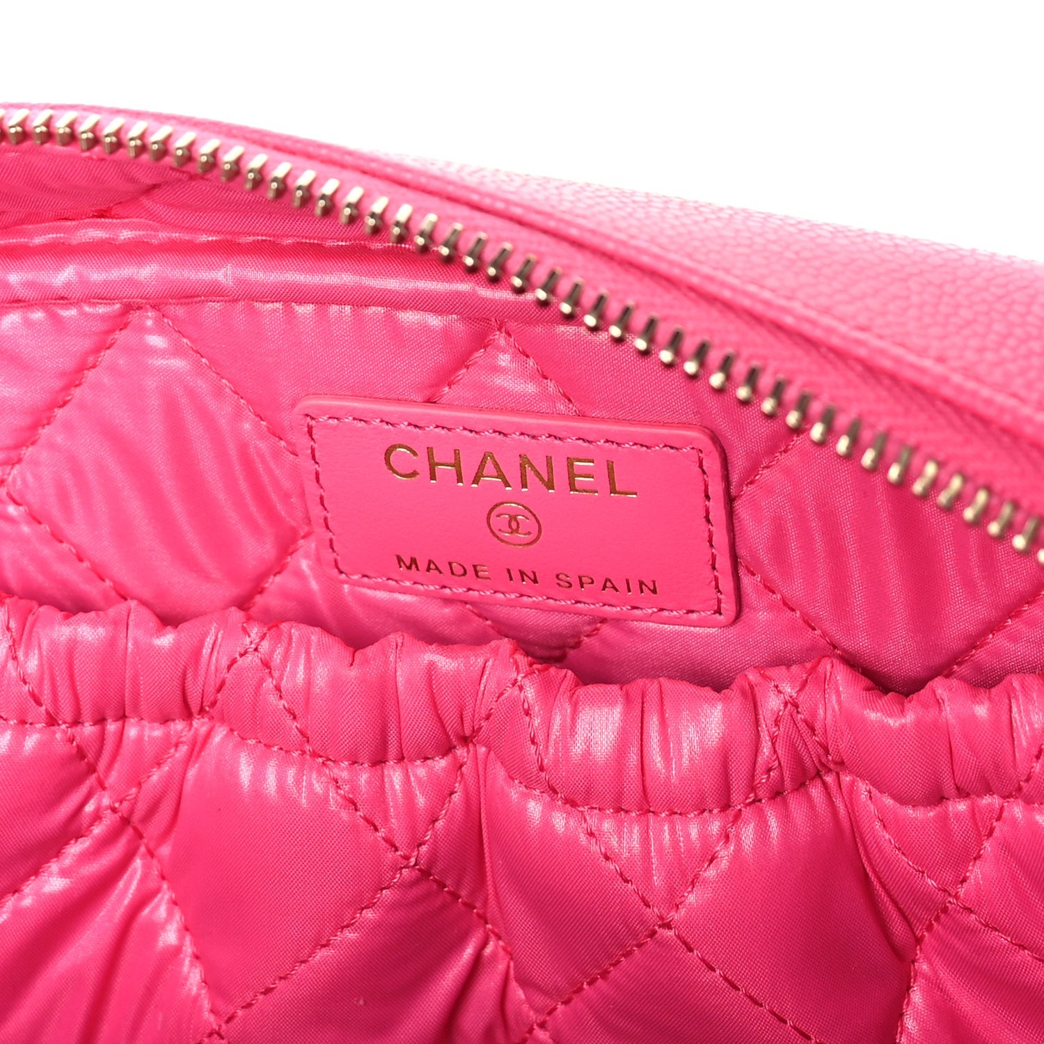 Chanel Caviar Quilted Medium Curvy Pouch Cosmetic Case Pink 6 of 7