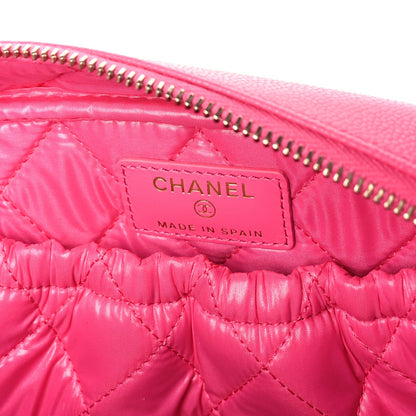 Chanel Caviar Quilted Medium Curvy Pouch Cosmetic Case Pink 6 of 7