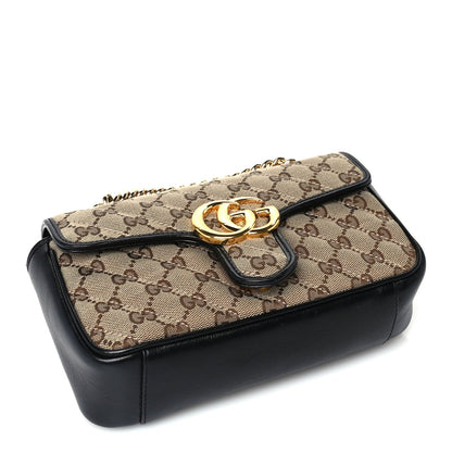 Gucci Monogram Matelasse Diagonal Mini GG Marmont Shoulder Bag Beige Black 4 of 9