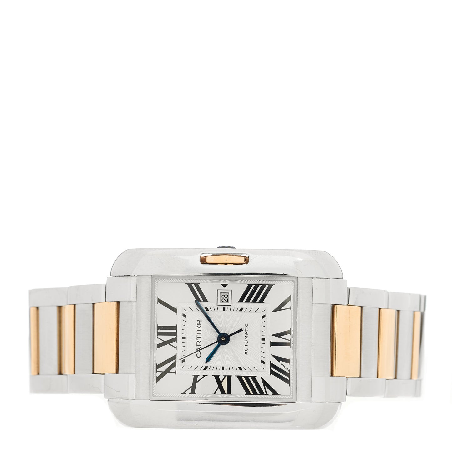 Stainless Steel 18K Yellow Gold 30mm Tank Anglaise Automatic Watch