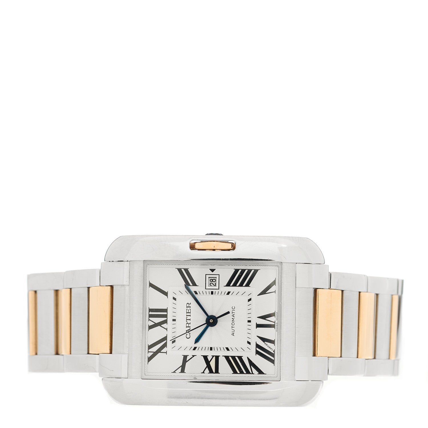 Cartier Stainless Steel 18K Yellow Gold 30mm Tank Anglaise Automatic Watch 2 of 4