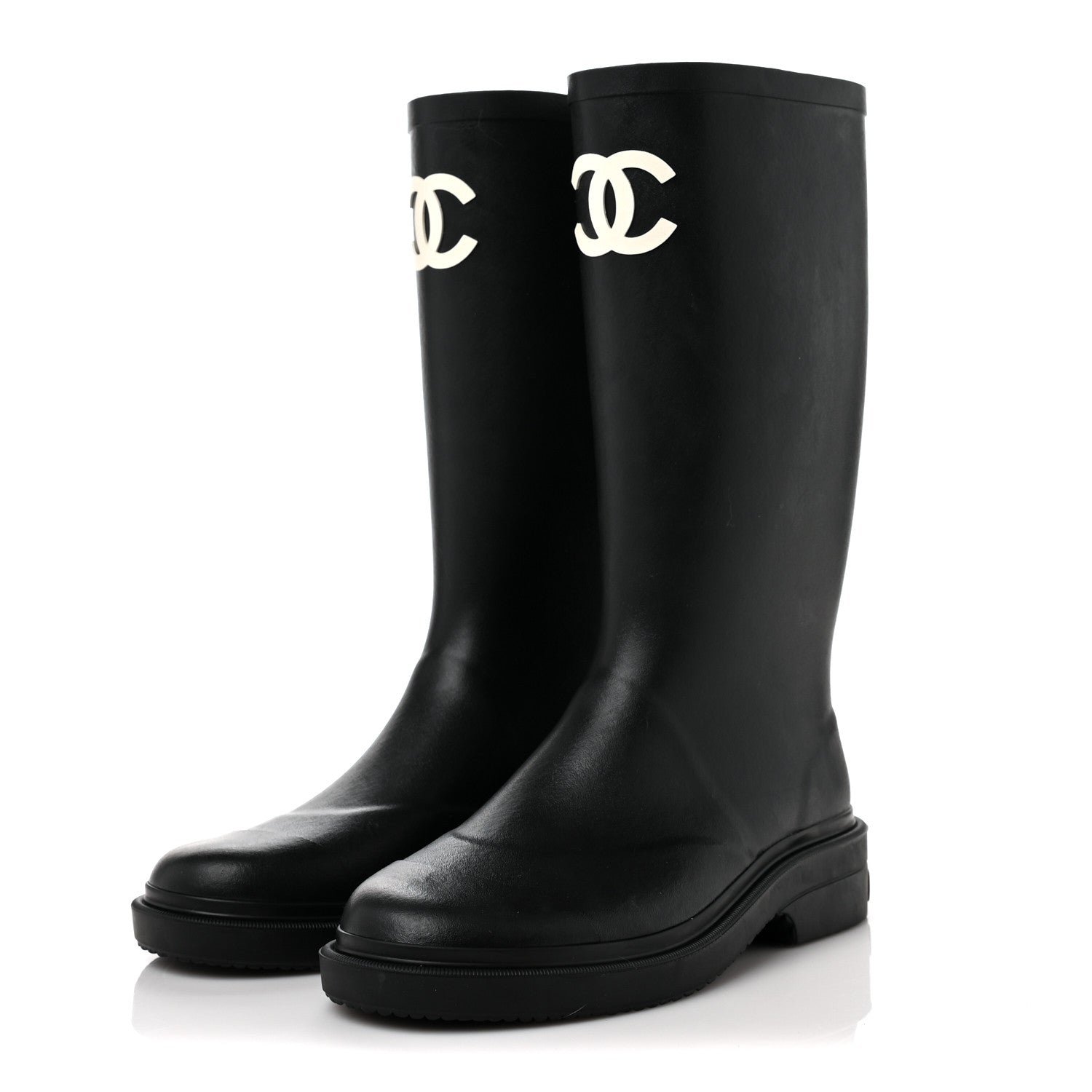 Chanel Caoutchouk CC High Boots 37 Black 3 of 7